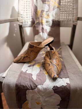 Sam Edelman Women’s Brown Snake-Print Mule Heels
